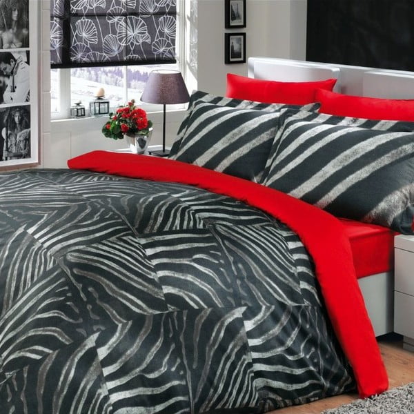 Komplet pościeli na łóżko podwójne Retro Black, 200x220 cm
