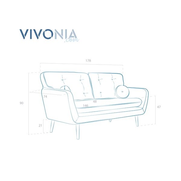 Łososiowa sofa z brązową poduszką Vivonita Malva-image-4