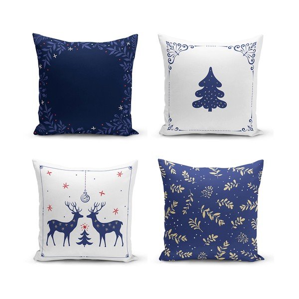 Niebiesko-białe poszewki na poduszki zestaw 4 szt. 43x43 cm – Minimalist Cushion Covers