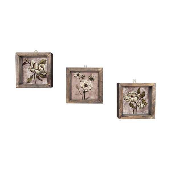 Komplet 3 obrazów Vintage, 15x15 cm