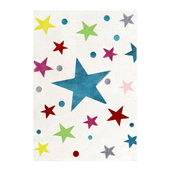Biały dywan dziecięcy z kolorowymi gwiazdami Happy Rugs Stars, 80x150 cm