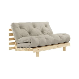 Sofa rozkładana z beżowym lnianym obiciem Karup Design Roots Raw/Linen