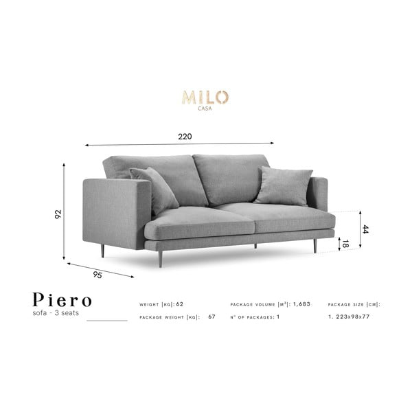 Ciemnozielona sofa Milo Casa Piero, 220 cm-image-2