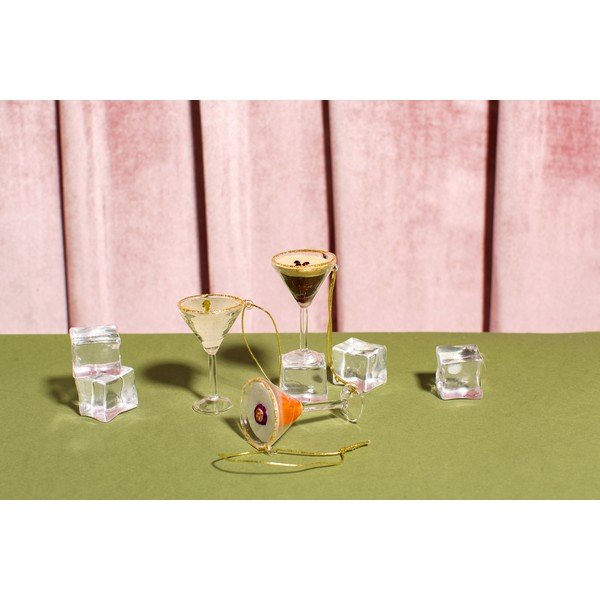 Szklane ozdoby świąteczne zestaw 3 szt. 15,5 cm Martini Cocktail – Sass & Belle-image-3