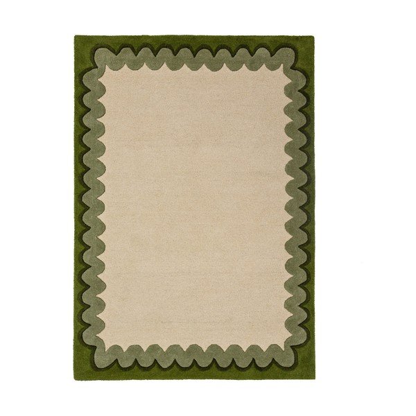 Zielony/w naturalnym kolorze wełniany dywan tkany ręcznie 200x290 cm Wiggle Wool – Flair Rugs