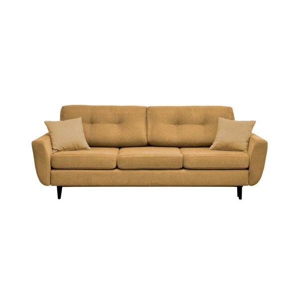 Żółta 3-osobowa sofa rozkładana z czarnymi nogami Mazzini Sofas Jasmin-image-3