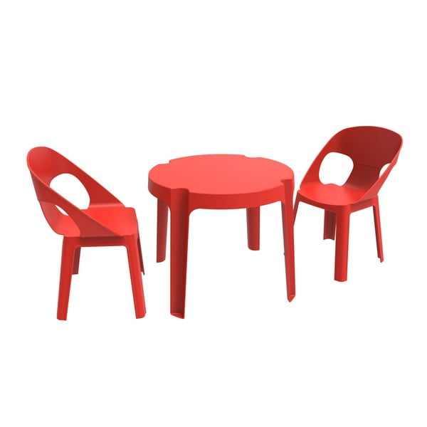 Czerwony komplet dziecięcy ogrodowy 1 stołu i 2 krzesełek Resol Julieta