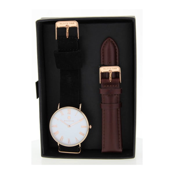 Komplet czarnych zegarków męskich z paskami Black Oak Elegant 