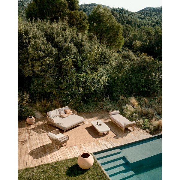 Beżowy metalowy/tapicerowany fotel ogrodowy Catalina – Kave Home-image-2