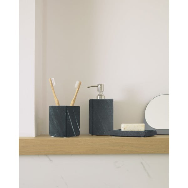 Ciemnoszary marmurowy kubek na szczoteczki do zębów Aixa – Kave Home-image-1