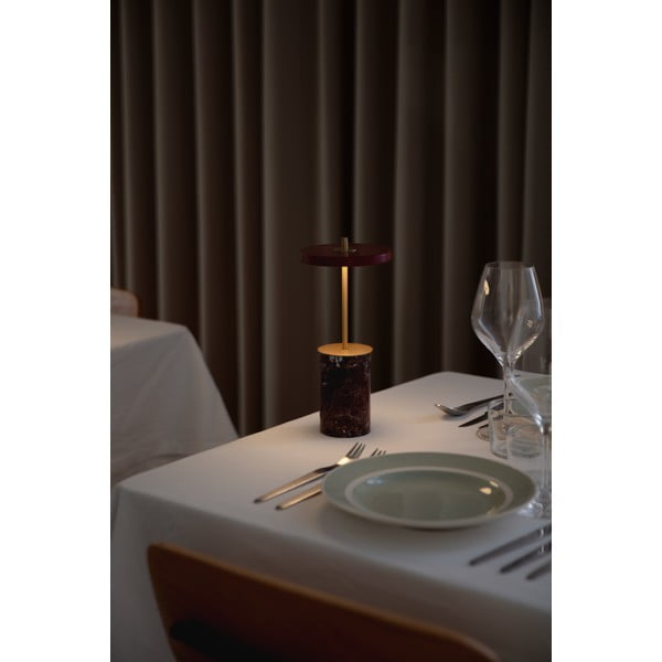 Czerwona marmurowa lampa stołowa LED ze ściemniaczem i metalowym kloszem (wysokość 25,5 cm) Asteria Move Mini – UMAGE-image-4