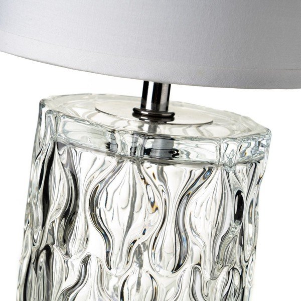 Szklana lampa stołowa z tekstylnym kloszem (wys. 29 cm) – Casa Selección-image-3