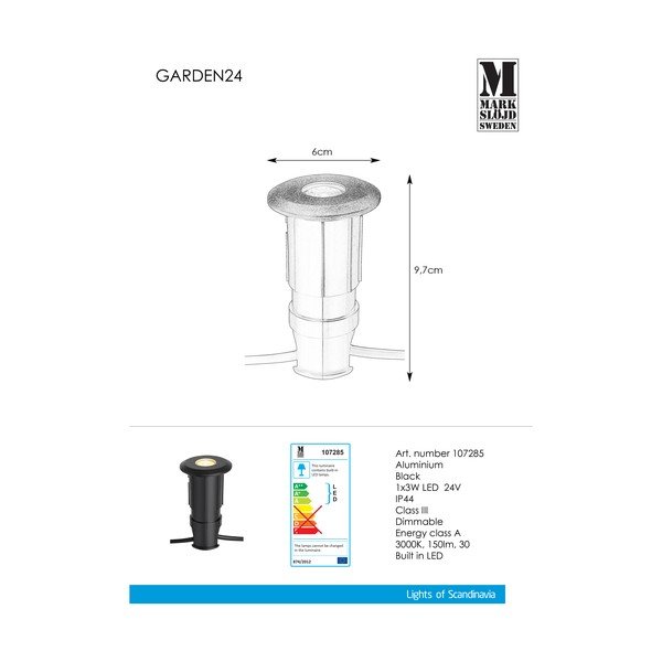 Czarna wbijana lampa Markslöjd Garden 24, ø 60 mm-image-2