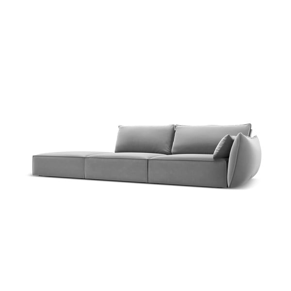 Jasnoszara aksamitna sofa prawostronna 264 cm Vanda – Mazzini Sofas-image-2