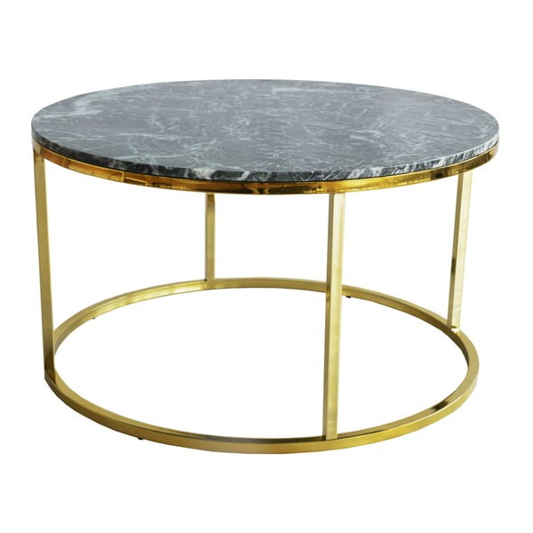 Zielony stolik marmurowy z konstrukcją w kolorze złota RGE Accent, ⌀ 85 cm