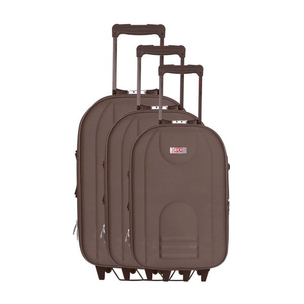 Zestaw 3 brązowych walizek na kółkach Hero Airplane