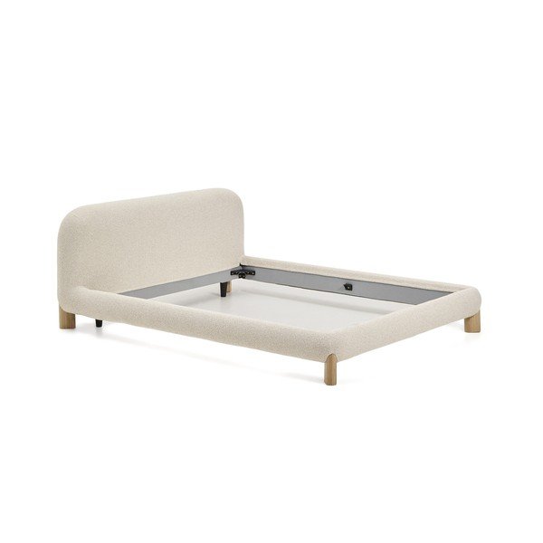 Beżowe tapicerowane łóżko dwuosobowe bez stelaża 180x200 cm Odina – Kave Home-image-2