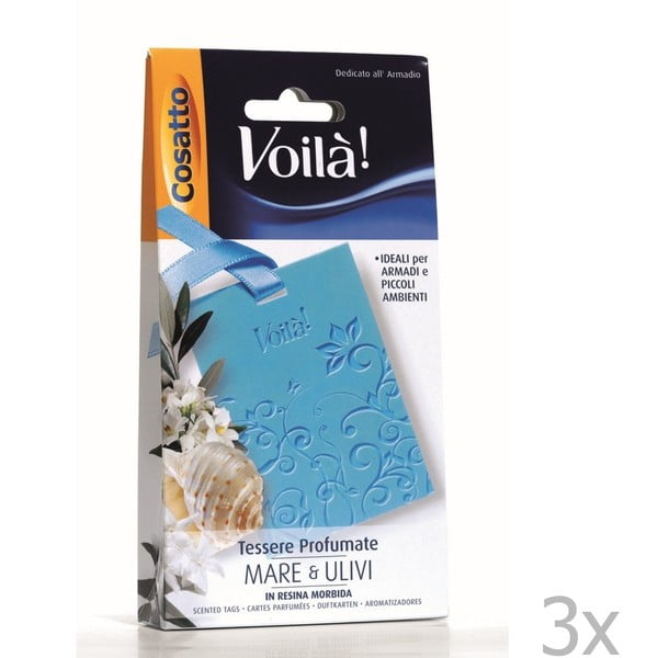 Zestaw 3 perfumowanych kart o zapachu morza i drzewa oliwnego Cosatto Perfume