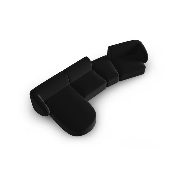 Czarny aksamitny narożnik (lewostronny/z szezlongiem) Paolo – Milo Casa-image-1