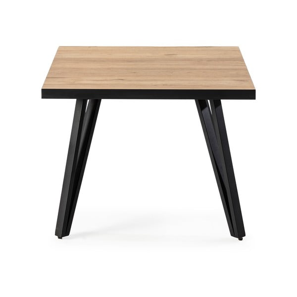 Czarny stolik z blatem w dekorze dębu 60x60 cm Sindi – Marckeric-image-2