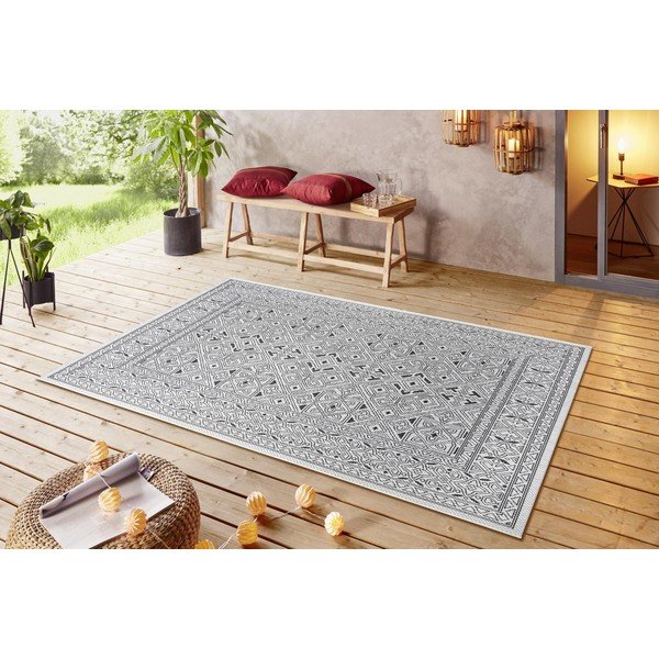 Czarno-beżowy dywan zewnętrzny NORTHRUGS Cuadrado, 140x200 cm-image-1
