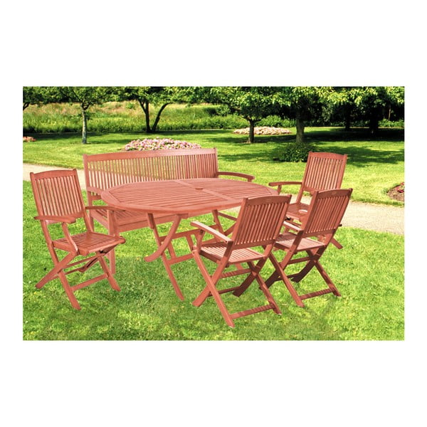 Ogrodowa ławka 3-osobowa z drewna eukaliptusowego Garden Pleasure Stockholm-image-3