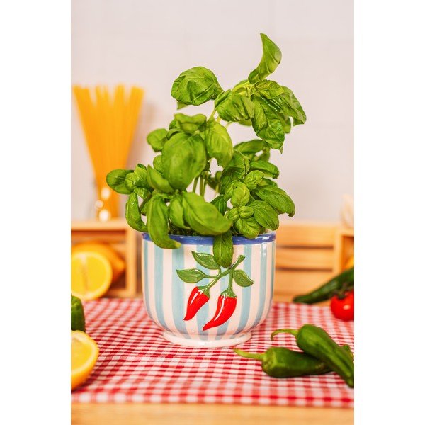 Ceramiczna ręcznie malowana osłonka na doniczkę ø 12 cm Chilli – Sass & Belle-image-1