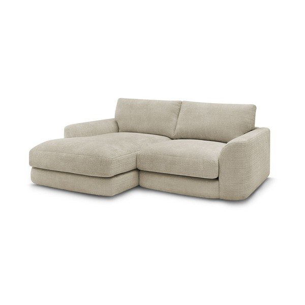 Beżowy narożnik z tkaniny szenilowej (lewostronny/z szezlongiem) Leonore – Bobochic Paris