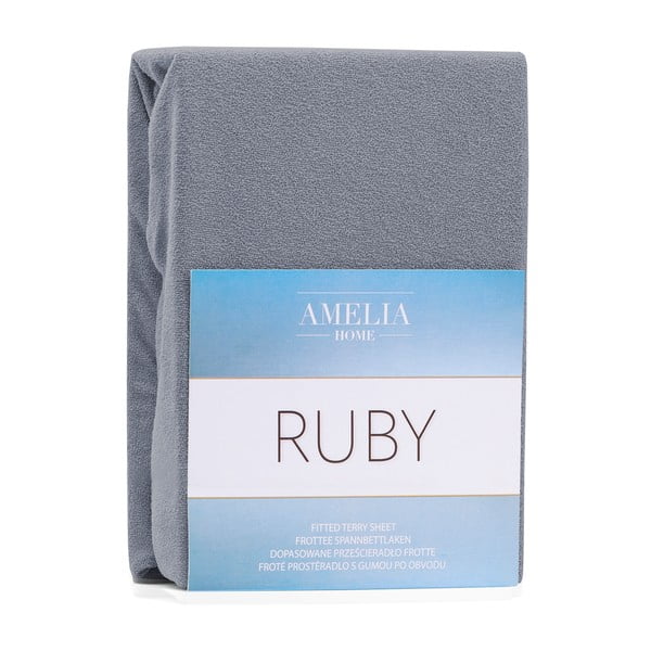 Szare prześcieradło frotte z gumką 180x200 cm Ruby – Restilo-image-1