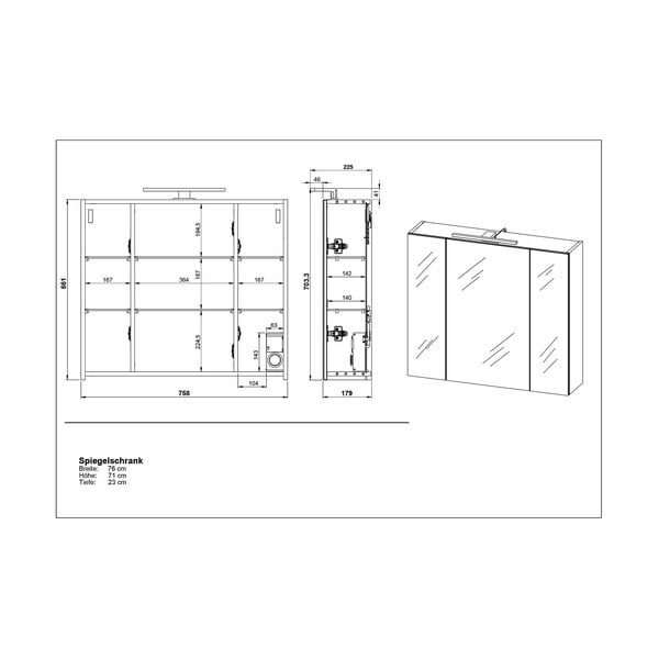 Szarobeżowa szafka łazienkowa z lustrem 76x71 cm – Germania-image-2