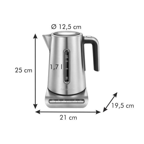 Czajnik elektryczny ze stali nierdzewnej w kolorze srebra 1.7 l President – Tescoma-image-3