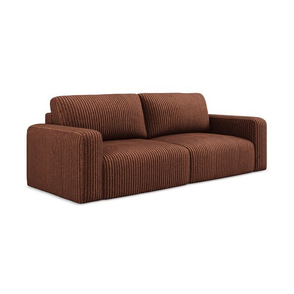 Sztruksowa rozkładana/ze schowkiem sofa w kolorze terakoty 252 cm Kona – Makamii-image-2