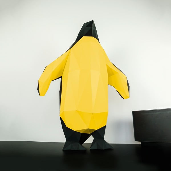 Papierowa rzeźba Pingwin, czarno-złota