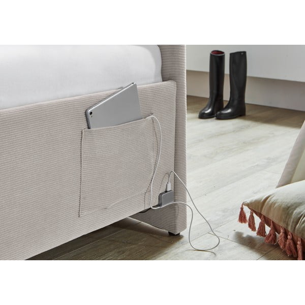 Beżowe tapicerowane narożne łóżko dziecięce bez stelaża 120x200 cm Cool – Meise Möbel-image-4