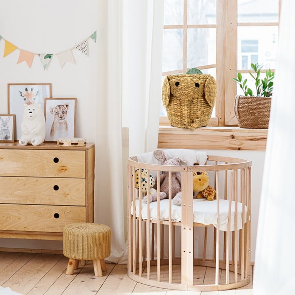 Dziecięcy kosz na zabawki z hiacyntu wodnego w naturalnym kolorze ø 30x35 cm Elephant – Compactor-image-1