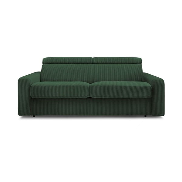 Ciemnozielona sztruksowa rozkładana sofa 195 cm Monaco – Bobochic Paris