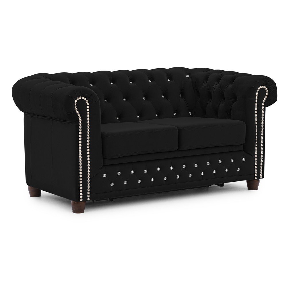 Czarna aksamitna rozkładana sofa 148 cm York Blik – Ropez