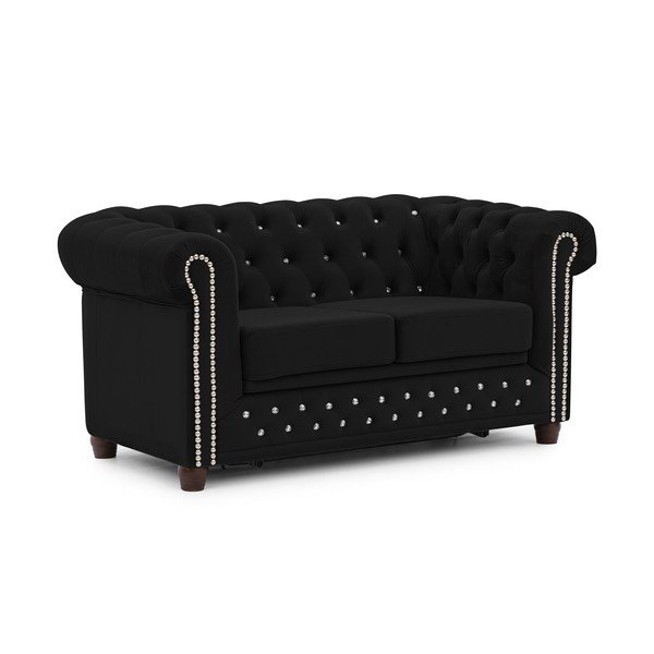Czarna aksamitna rozkładana sofa 148 cm York Blik – Ropez