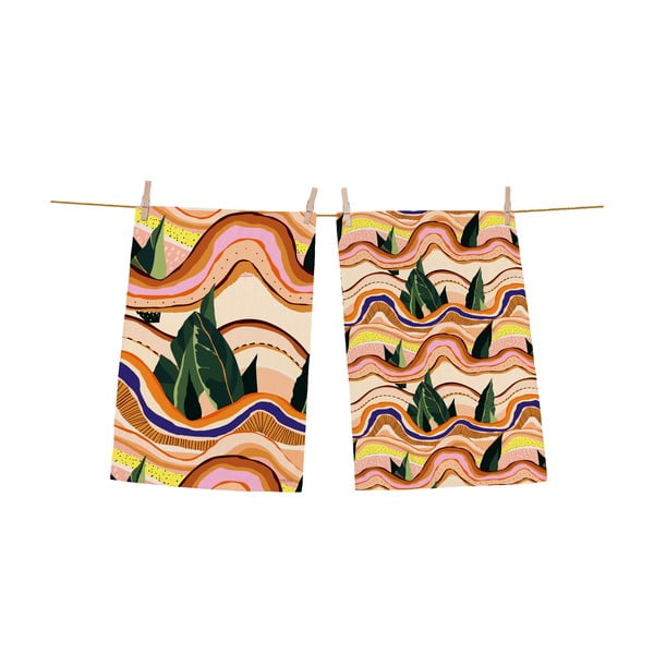 Zestaw 2 bawełnianych ścierek kuchennych Butter Kings Abstract Landscape, 70x50 cm
