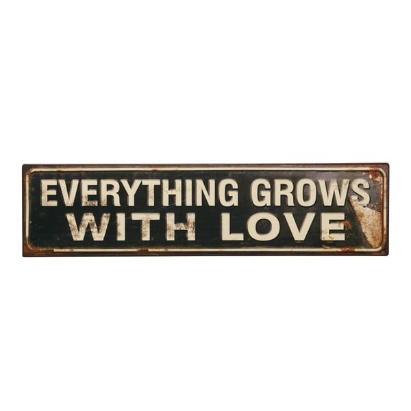 Tablica Everything grows with love, 50x13 cm