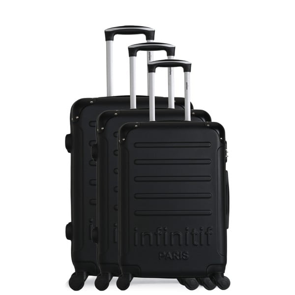 Komplet 3 czarnych walizek podróżnych na kółkach Infinitif Horten-A