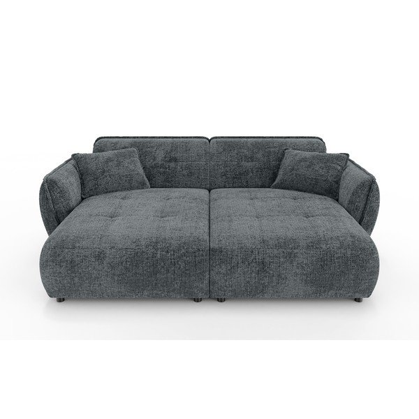 Ciemnoszara sofa z tkaniny szenilowej z szezlongiem 252 cm Nelia Big – Ropez