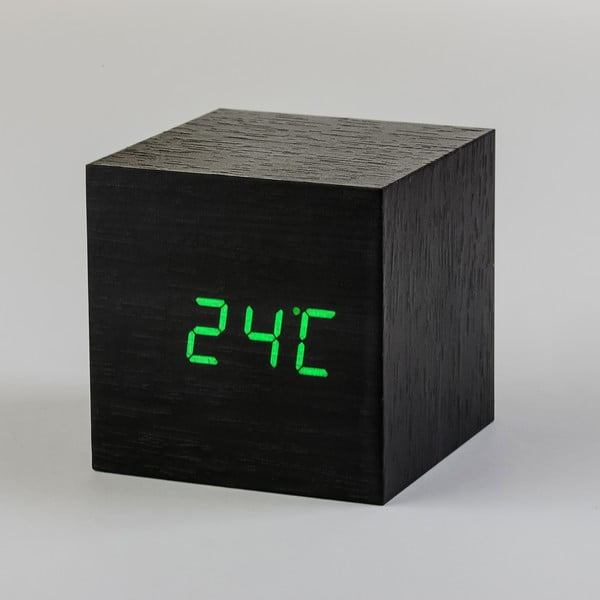 Budzik Cube Click Clock z zielonym LED, czarny-image-1