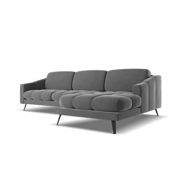 Szary aksamitny narożnik (prawostronny) Nalu – Makamii-image-3