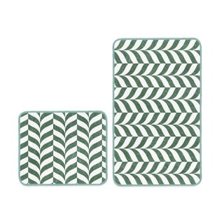 Biało-zielone dywaniki łazienkowe zestaw 2 szt. 60x100 cm – Mila Home