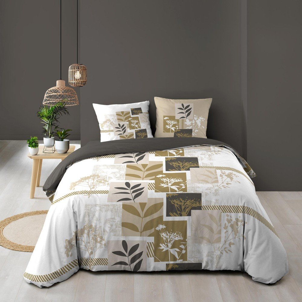 Biało-brązowa bawełniana pościel dwuosobowa 240x220 cm Utopia – douceur d'intérieur (zdjęcie 6)