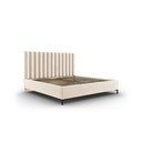 Beżowe tapicerowane łóżko dwuosobowe ze schowkiem i stelażem 180x200 cm Casey – Mazzini Beds