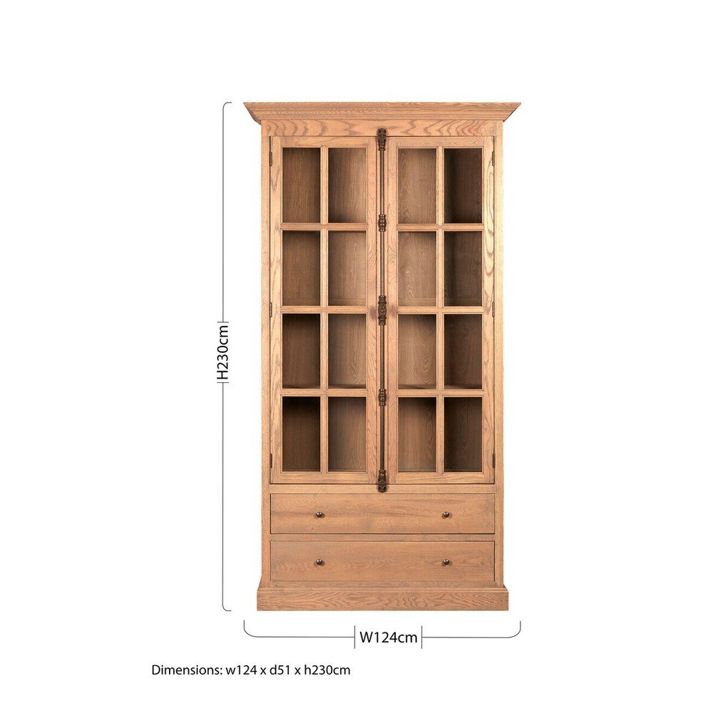 Witryna z litego drewna dębowego w naturalnym kolorze 124x230x47 cm Lyon – Premier Housewares (zdjęcie 5)