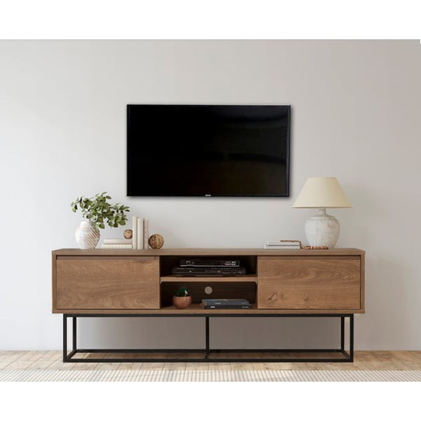 Szafka pod TV w dekorze orzecha 140x50 cm Rodez – Kalune Design-image-1