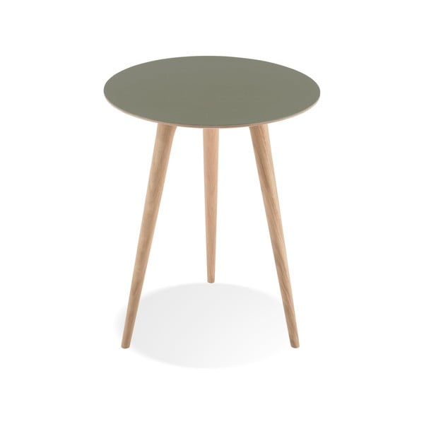 Dębowy stolik z zielonym blatem Gazzda Arp, Ø 45 cm